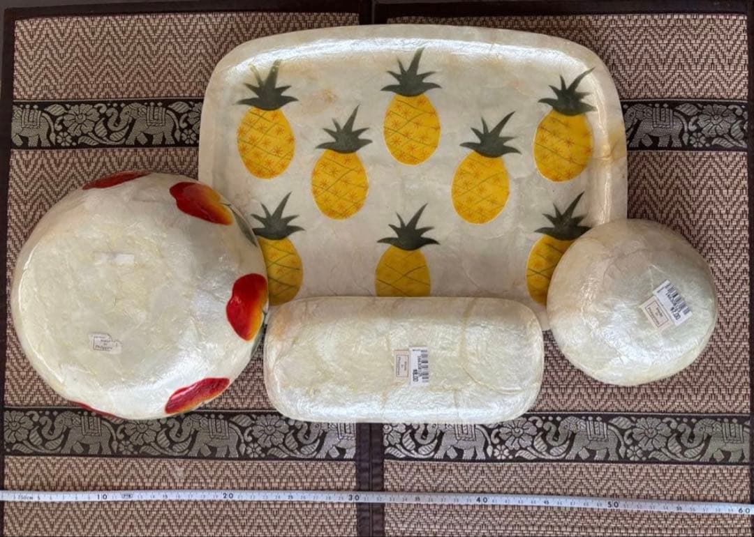 貝製(カピスシェル)フルーツデザイン食器セット