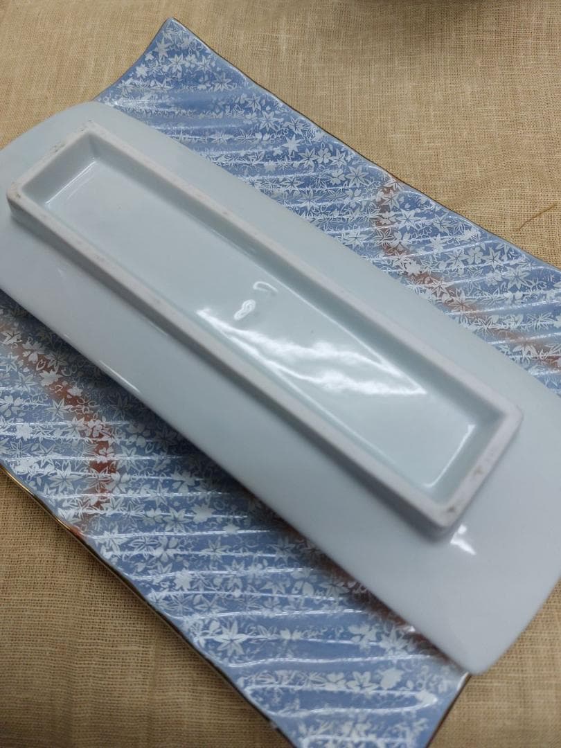 青色波模様陶器皿 　１２枚セット