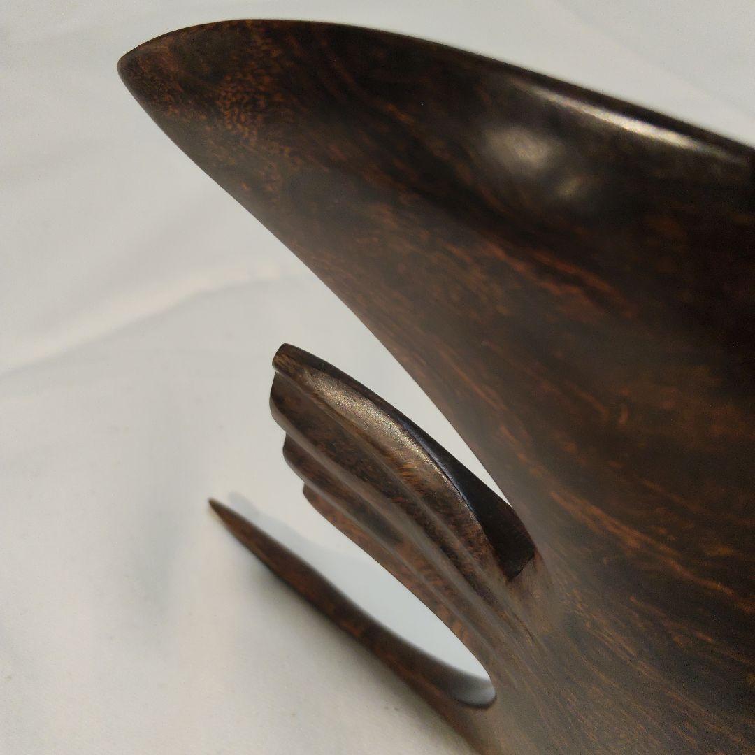 天然木 木彫 エンゼルフィッシュ 約23cmx約13cm 美品
