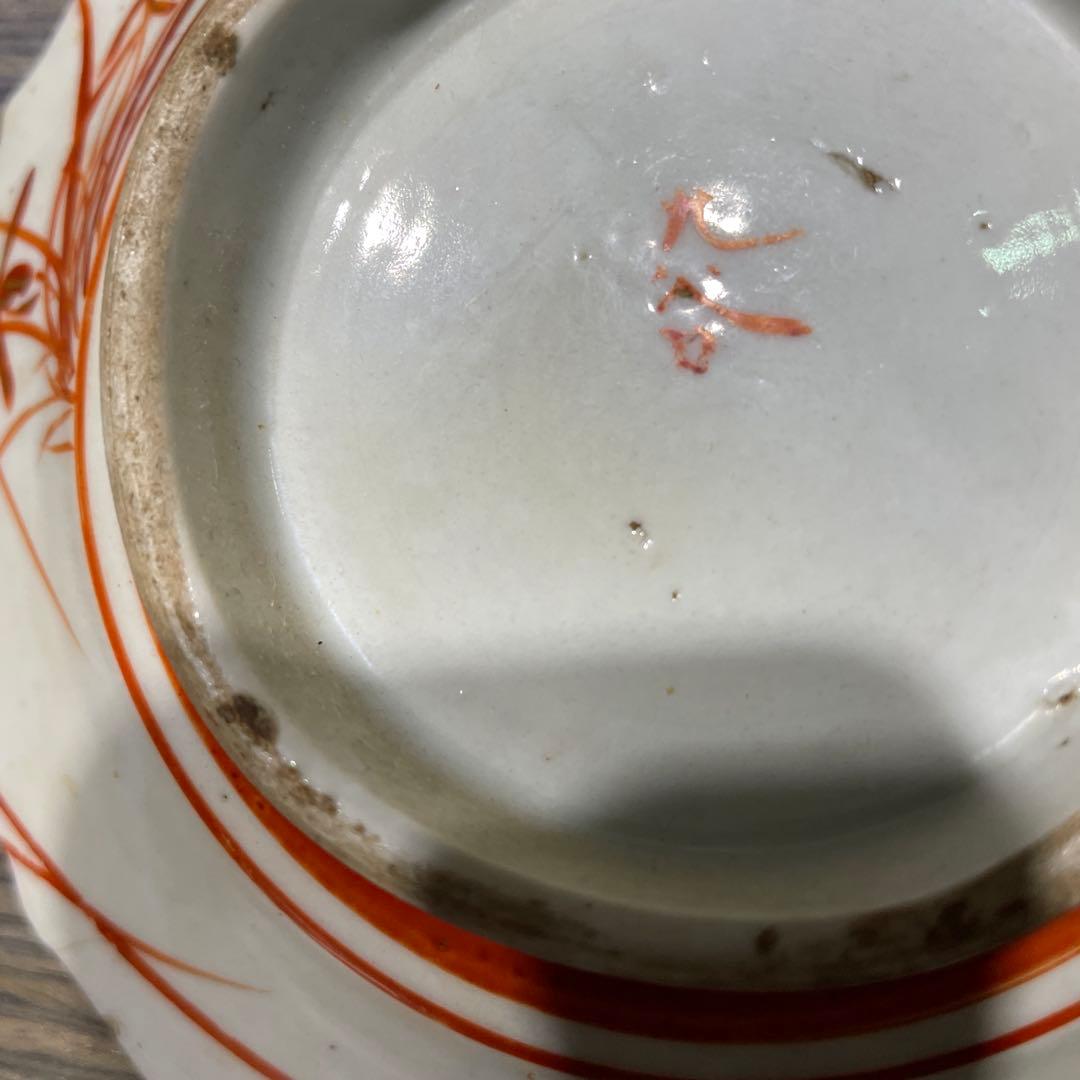 花弁型陶器皿 人物画装飾　金彩　飾皿
