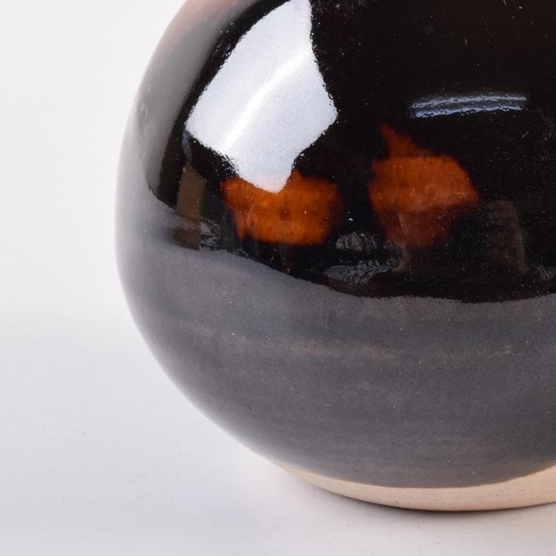 茶道具　京焼　清水焼　桶谷定一作　茄子茶入　仕覆付　共箱　V　7123