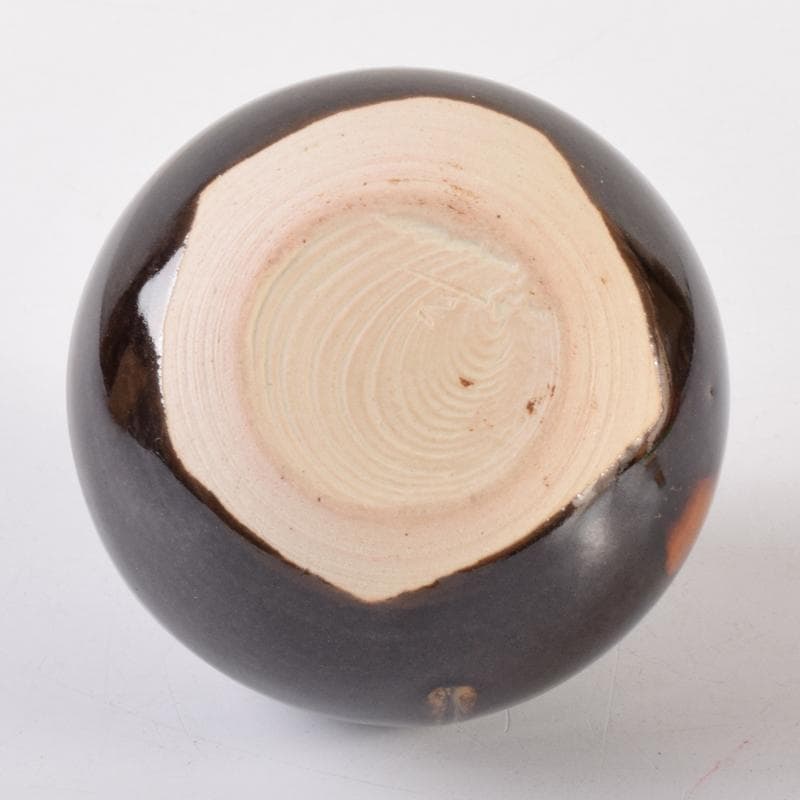 茶道具　京焼　清水焼　桶谷定一作　茄子茶入　仕覆付　共箱　V　7123