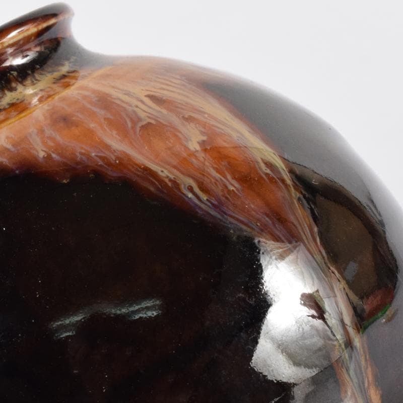 茶道具　京焼　清水焼　桶谷定一作　茄子茶入　仕覆付　共箱　V　7123