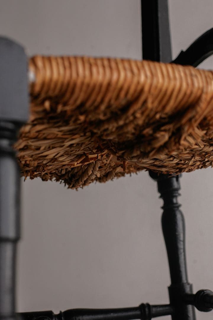 フランス ラッシュチェア ブロカント　無垢材　パイン材　 店舗什器 古家具