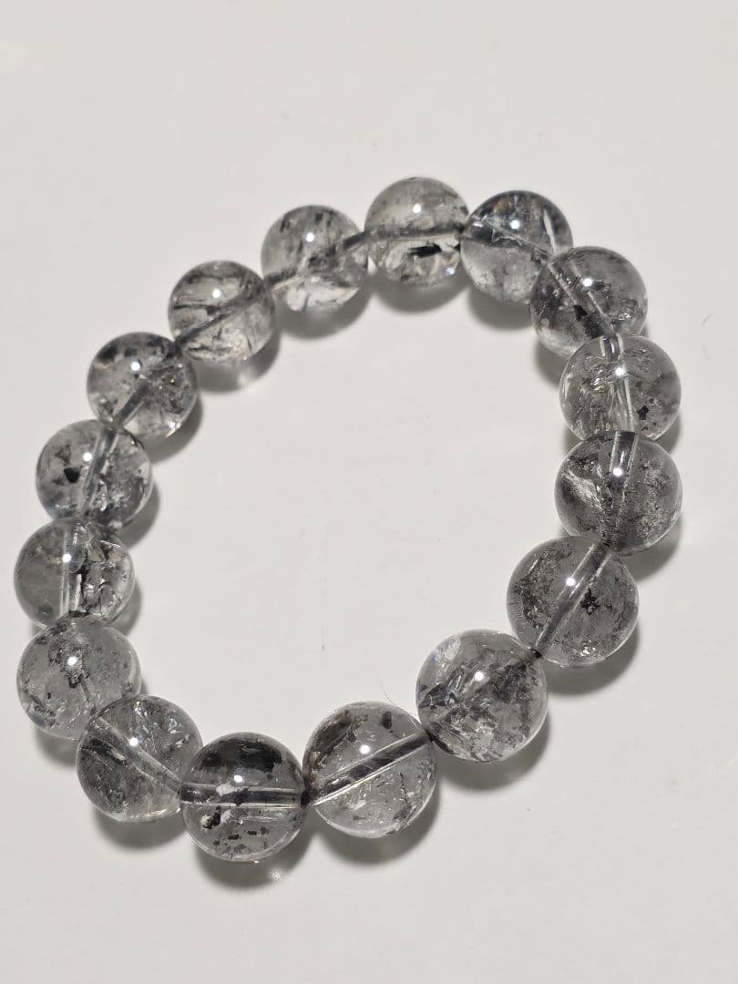 12.8㎜　エレスチャルクォーツ(骸骨水晶)ブレスレット