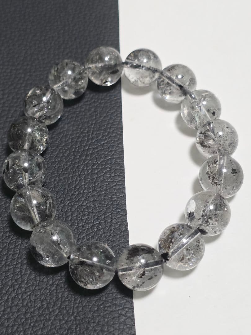 12.8㎜　エレスチャルクォーツ(骸骨水晶)ブレスレット