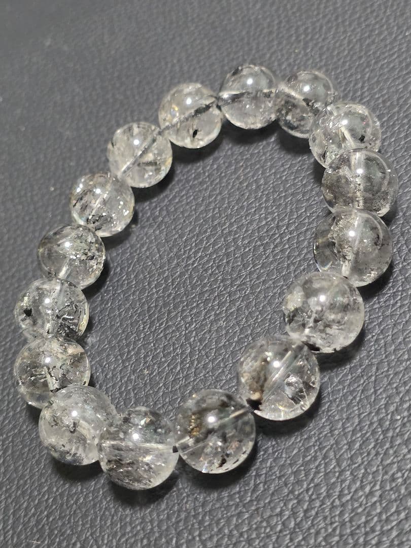 12.8㎜　エレスチャルクォーツ(骸骨水晶)ブレスレット