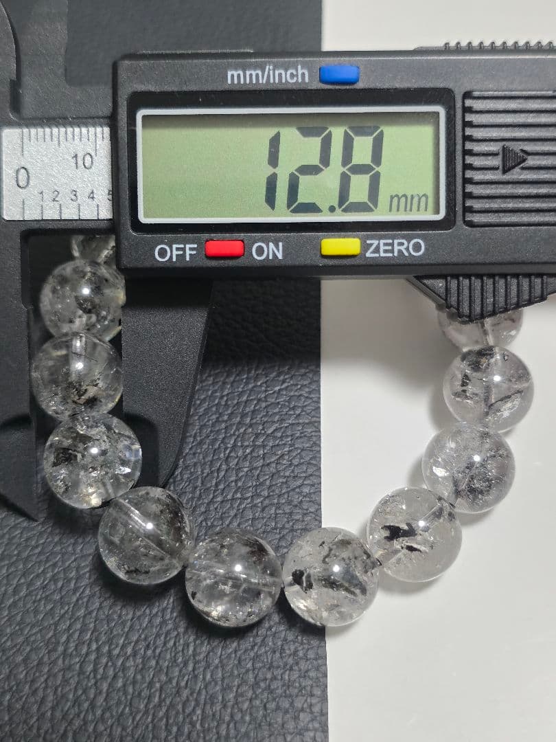 12.8㎜　エレスチャルクォーツ(骸骨水晶)ブレスレット