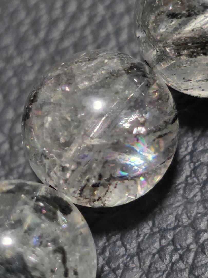 12.8㎜　エレスチャルクォーツ(骸骨水晶)ブレスレット