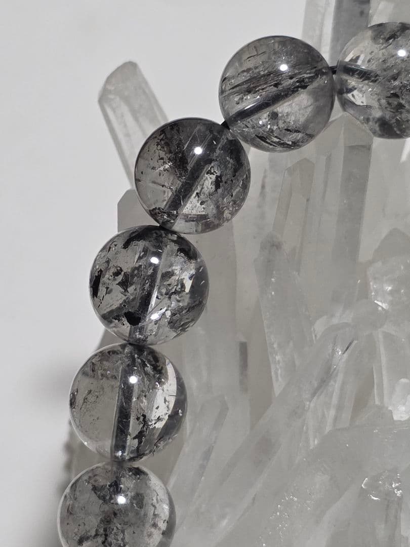 12.8㎜　エレスチャルクォーツ(骸骨水晶)ブレスレット