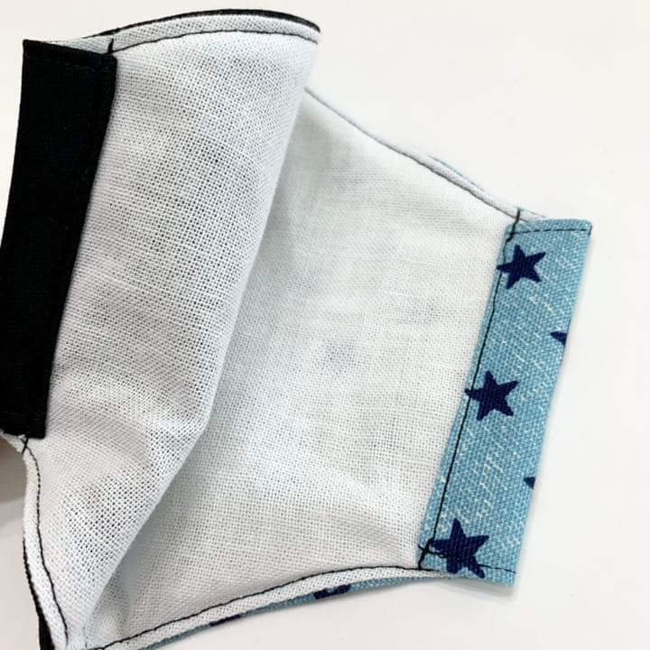 No.118 オーダーマスク　星　デニム柄　ツートンカラー　おまとめ割