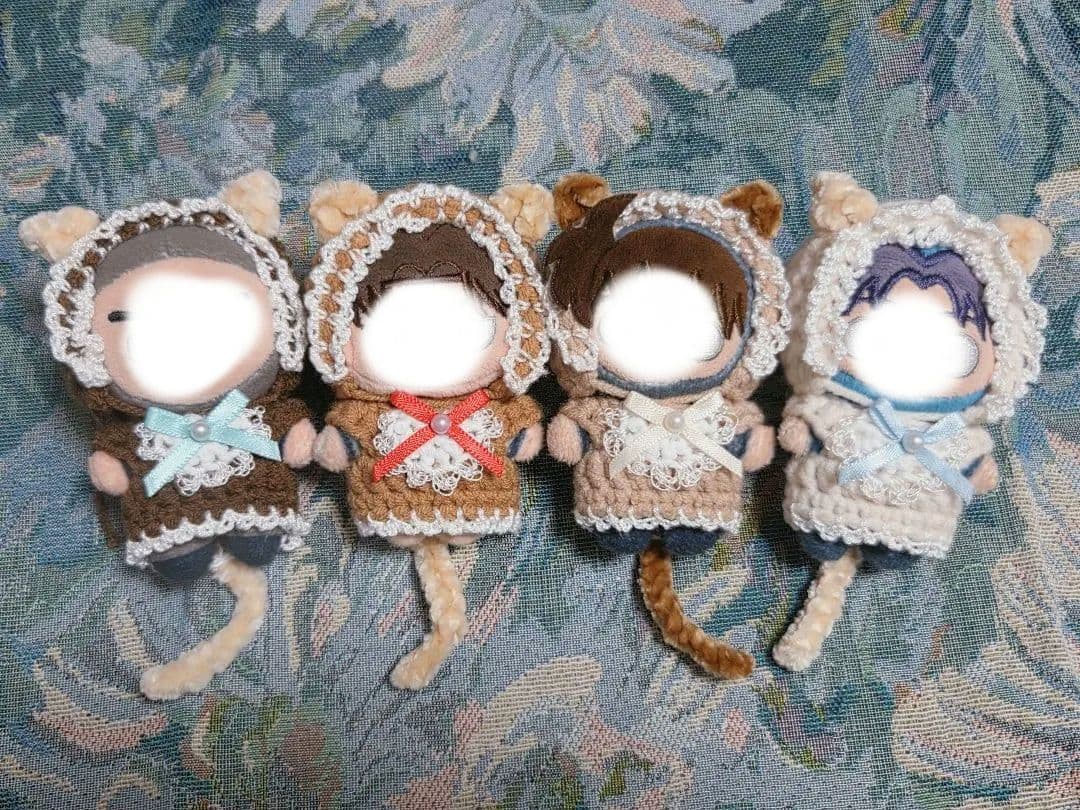 ぬい服 ねこセット ねこみみ付きボンネット＋しっぽ付きワンピース