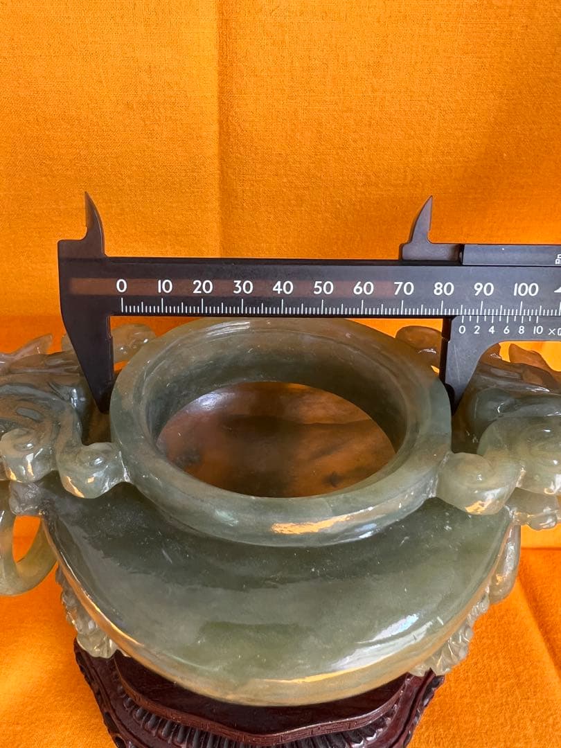 天然石 香爐 仏具 仏教美術 玉石唐獅子 龍頭耳環香炉 香道