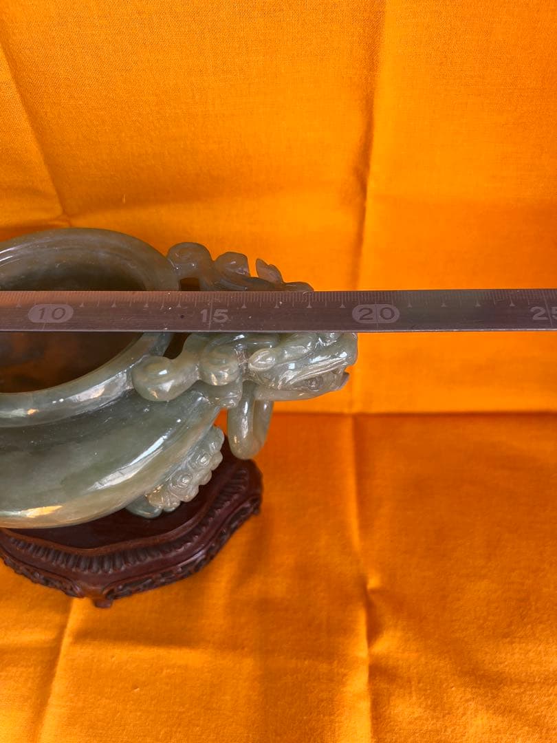 天然石 香爐 仏具 仏教美術 玉石唐獅子 龍頭耳環香炉 香道