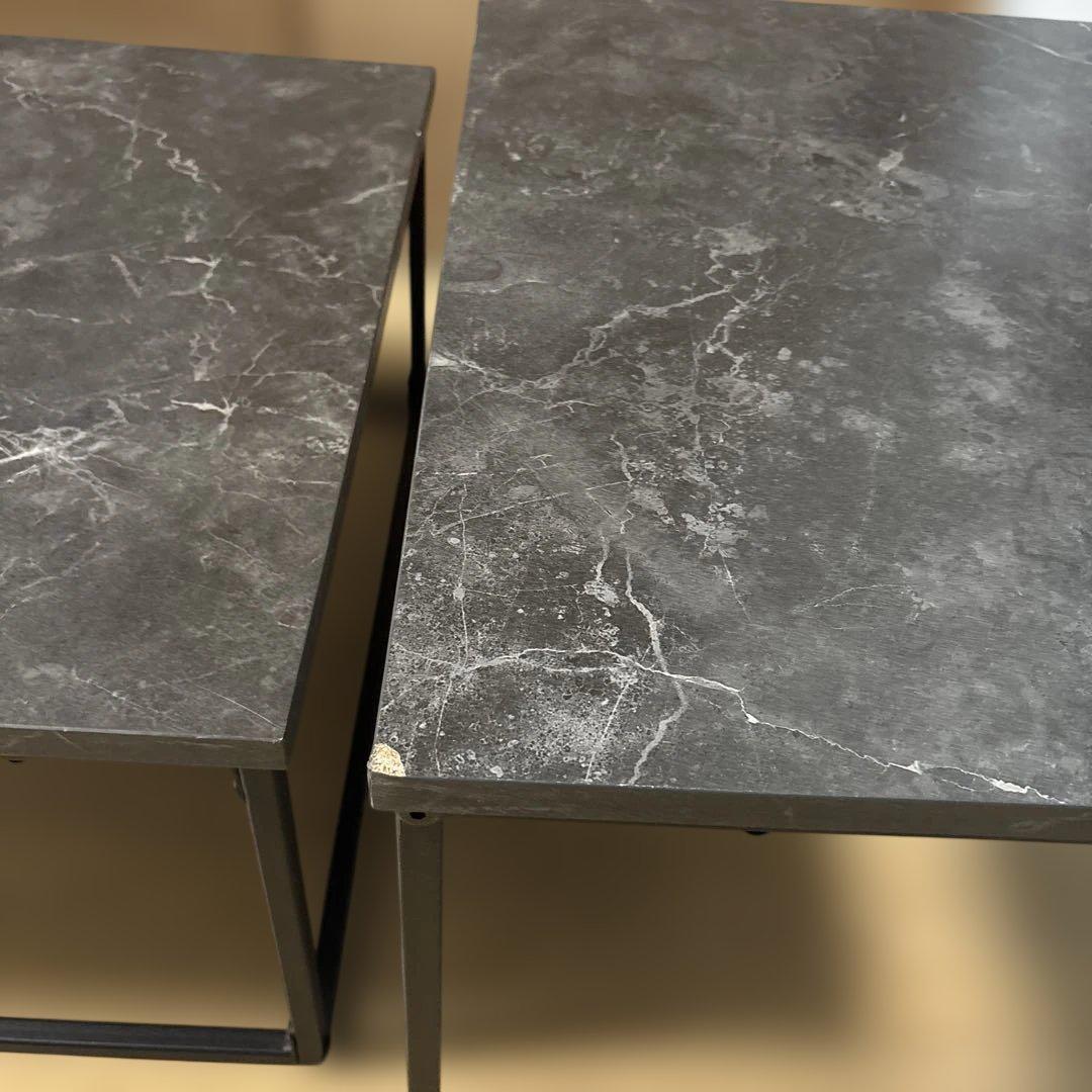 LOWYA 大理石柄　ネストテーブル 2個セット　ローテーブル　ロウヤ