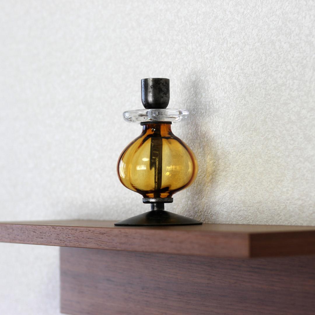 【刻印】エリックホグラン　キャンドルスタンド オニオン型　アンバー 05