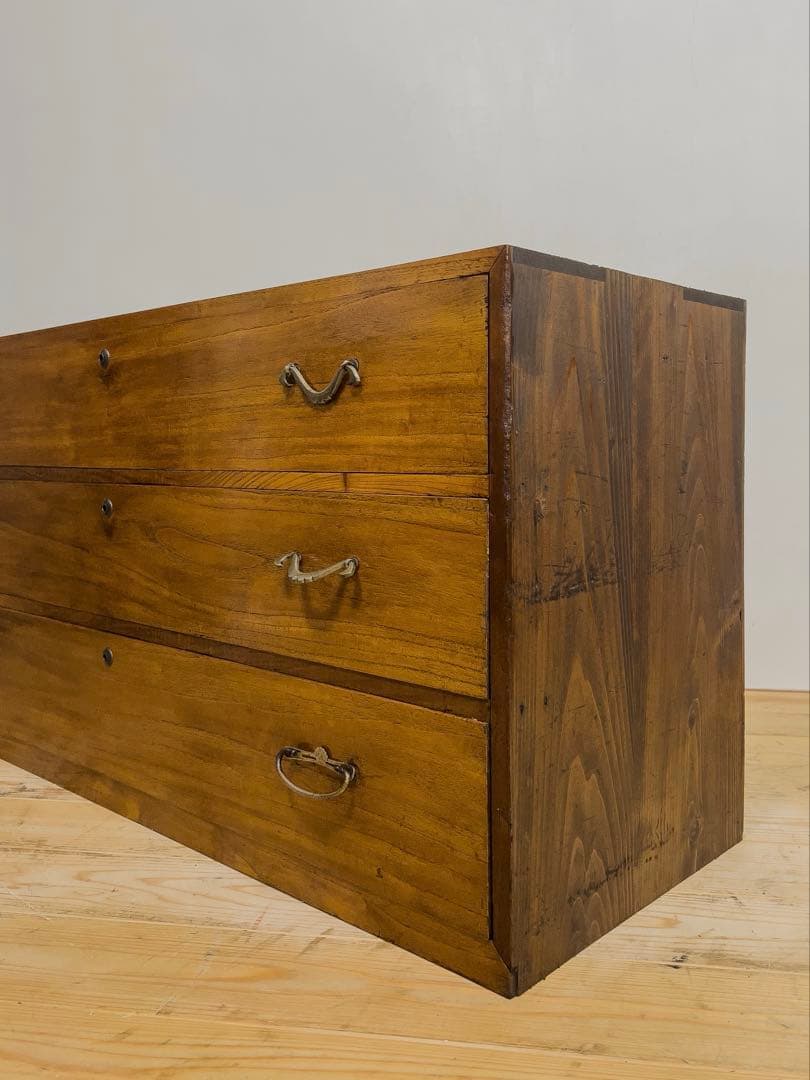 ローボード　引き出し　3段　木製　チェスト　和箪笥　古道具　古家具　アンティーク