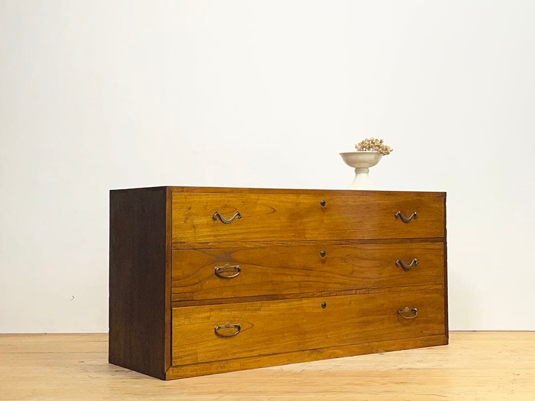 ローボード　引き出し　3段　木製　チェスト　和箪笥　古道具　古家具　アンティーク