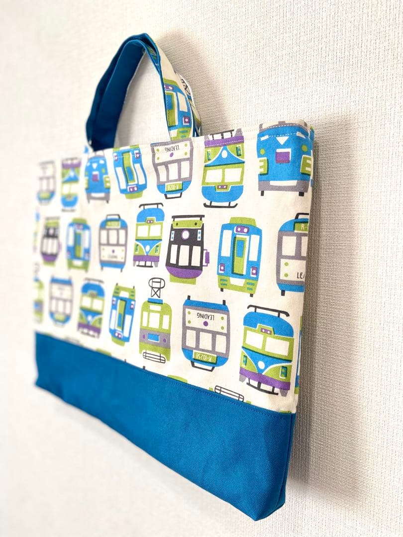 電車×路線図　北欧風　ハンドメイド　レッスンバッグ　入園入学　男の子5点セット