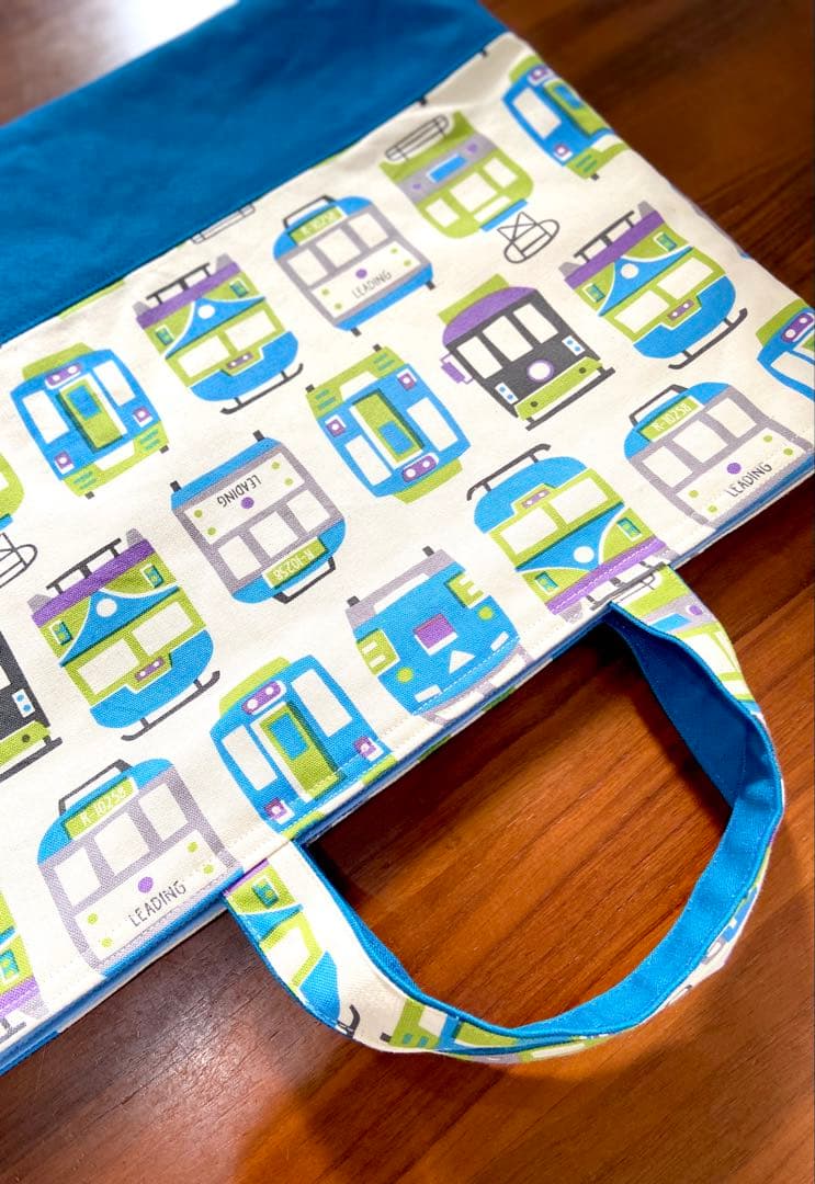 電車×路線図　北欧風　ハンドメイド　レッスンバッグ　入園入学　男の子5点セット