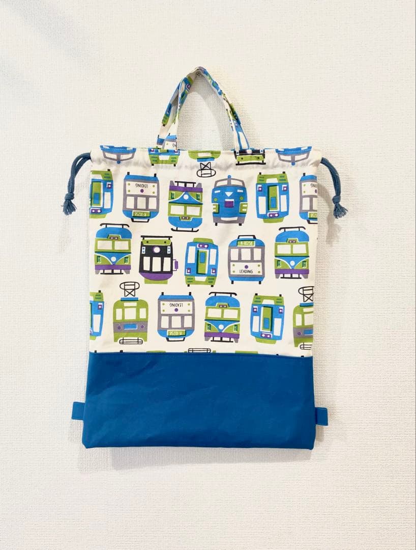 電車×路線図　北欧風　ハンドメイド　レッスンバッグ　入園入学　男の子5点セット