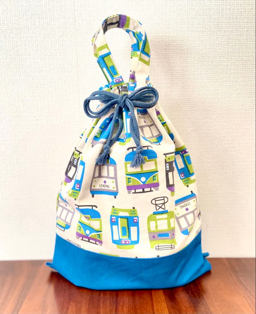 電車×路線図　北欧風　ハンドメイド　レッスンバッグ　入園入学　男の子5点セット