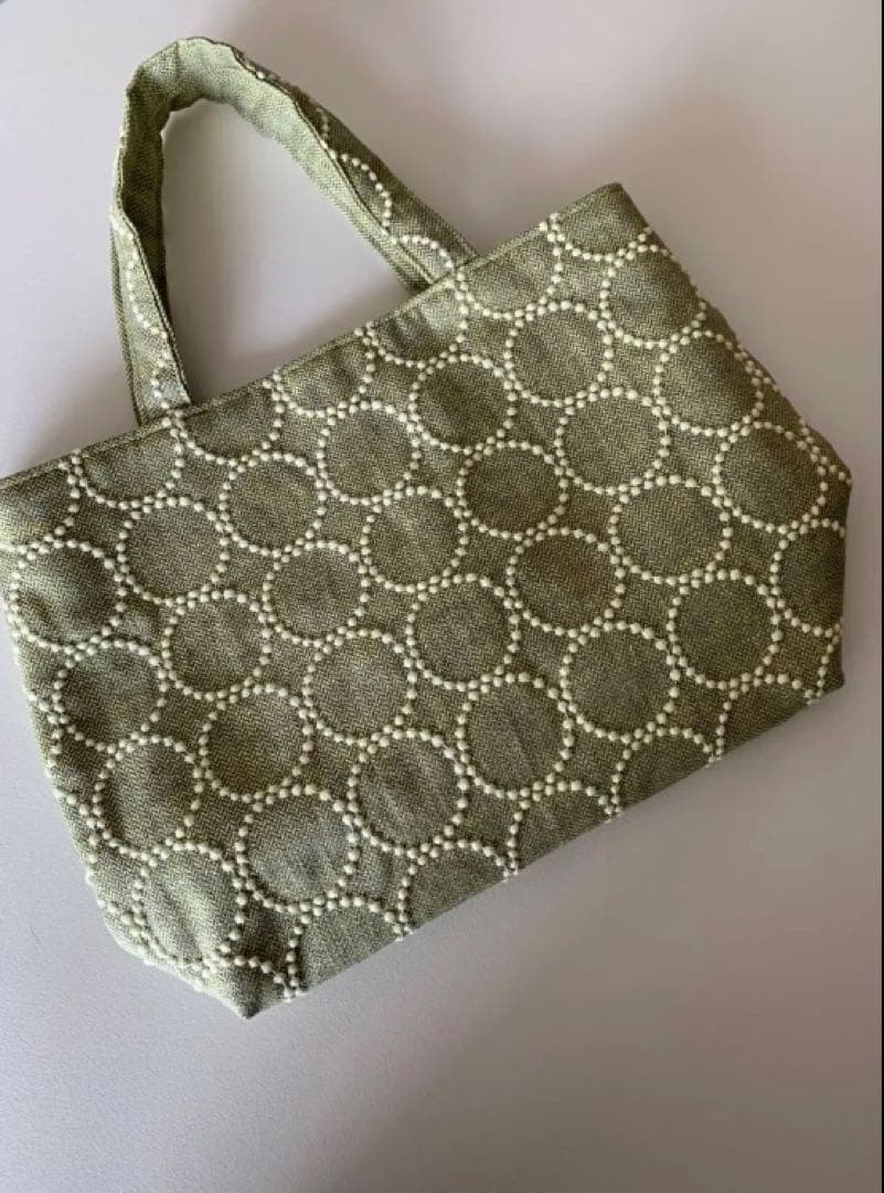 ミナペルホネン　タンバリン　オリーブグリーン ハンドメイド　トートバッグ