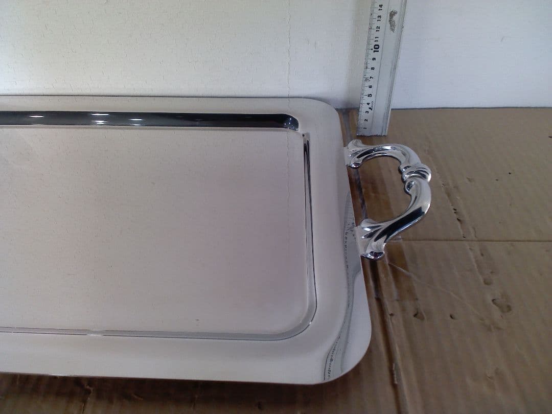 プレーン角盆　両手持ち手あり　高級金属製角盆　大サイズ　20インチ