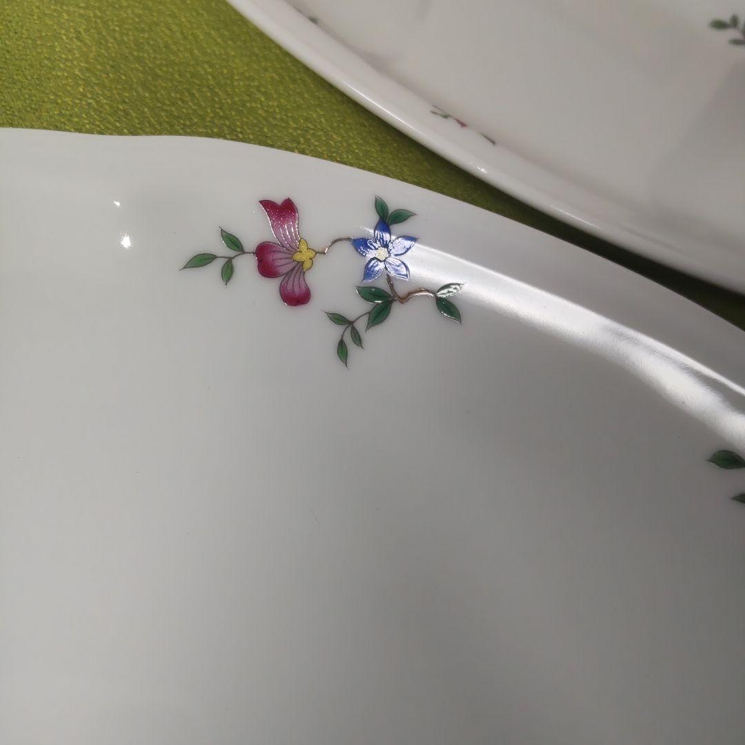 深川製磁 小判 楕円 オーバル 花の園 小花 箱付の