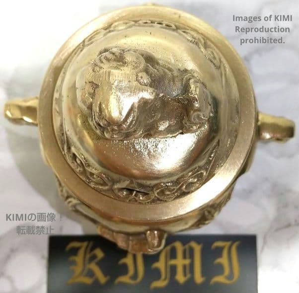 古い香炉 真鍮製 高さ9.5cm 獅子蓋 花鳥香炉 伝統美術工芸品 香炉芸術