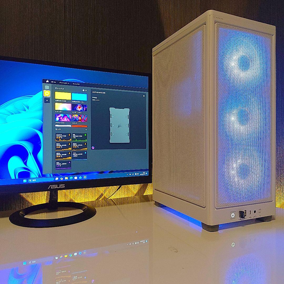 【省スペース 高性能 ゲーミングPC】デスクトップパソコン／白／光る LED