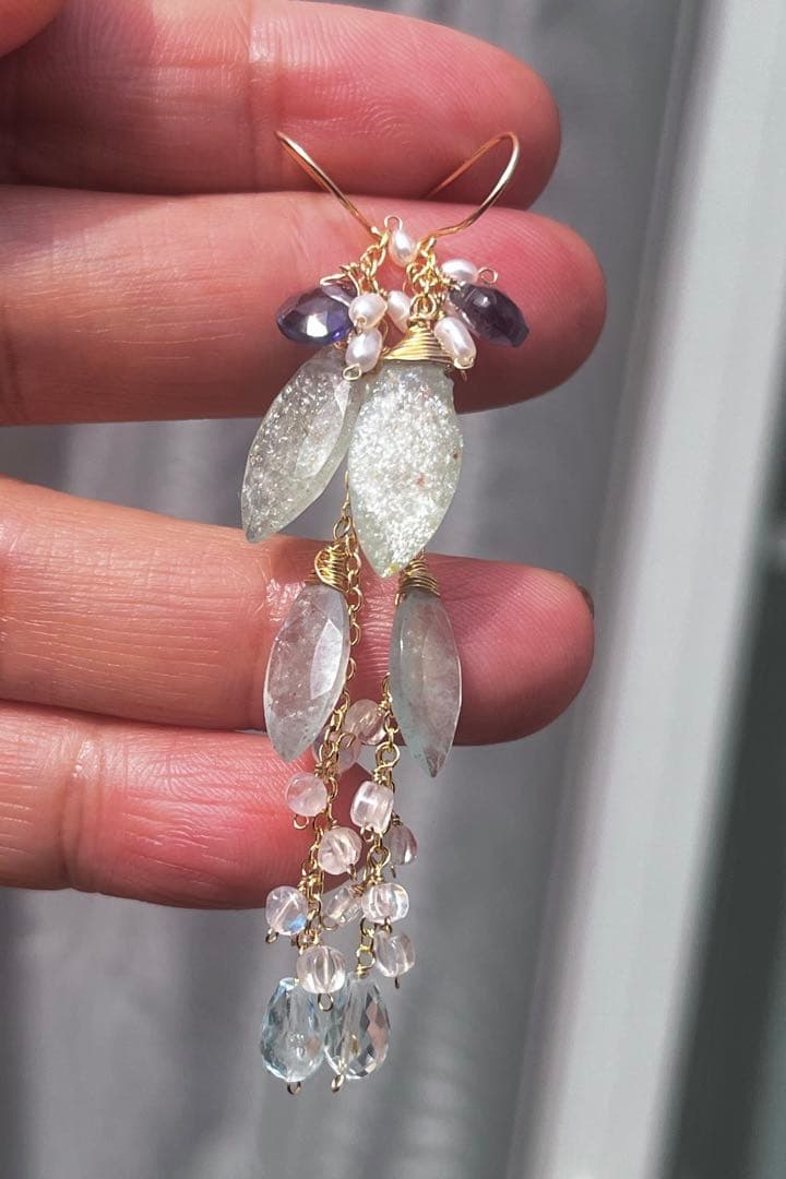 シンデレラアクアマリンのマーキスピアス