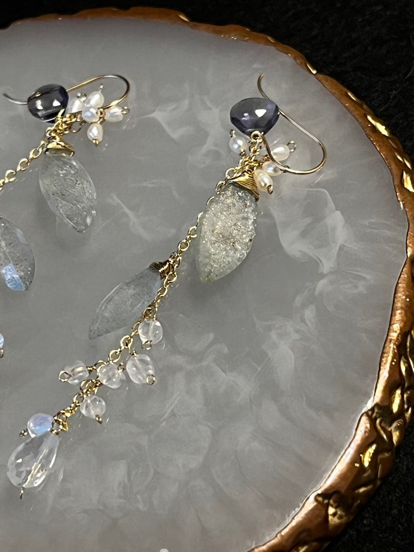 シンデレラアクアマリンのマーキスピアス