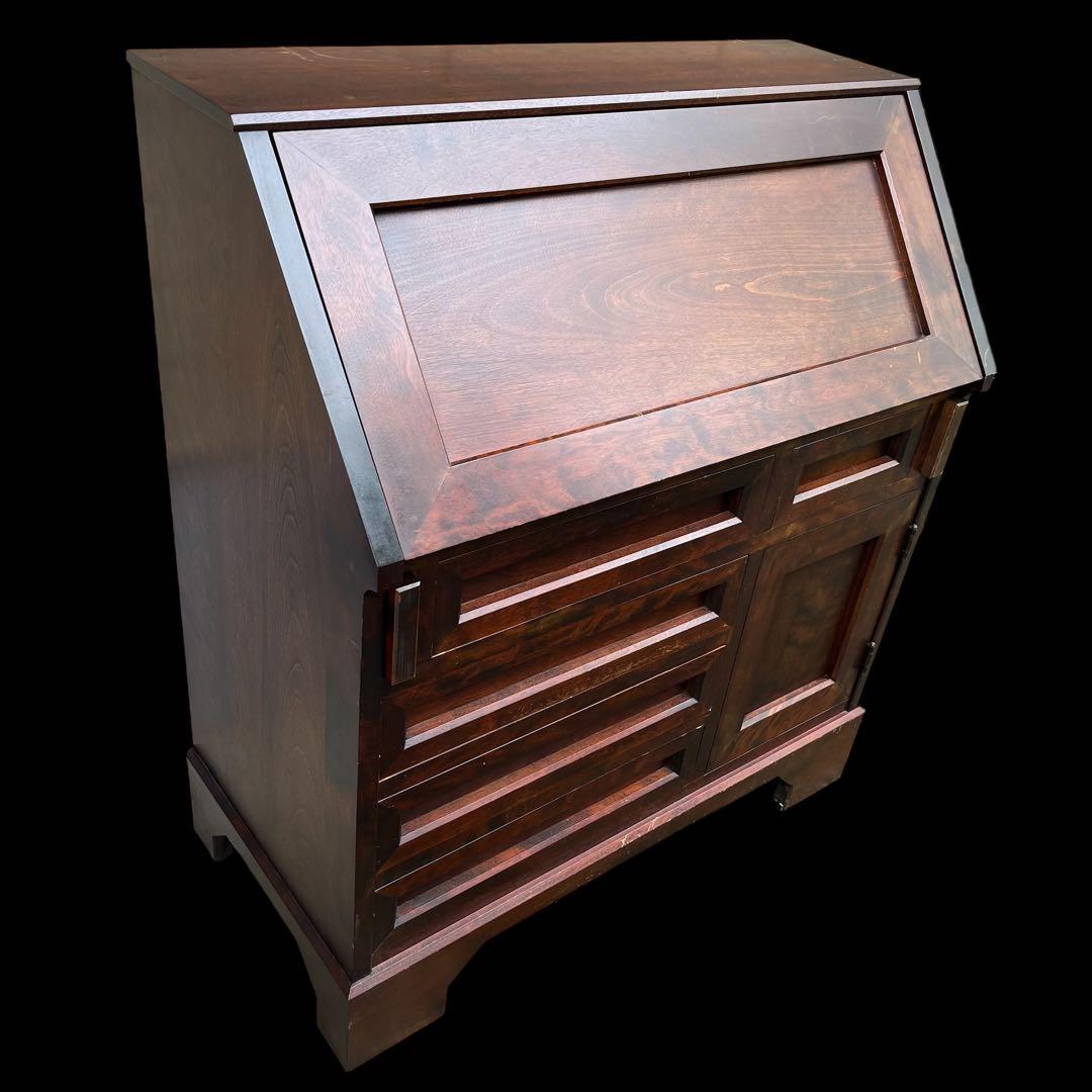 ●北海道民芸家具 ライティングビューロ 書斎 机 収納 和モダン 和家具 樺材