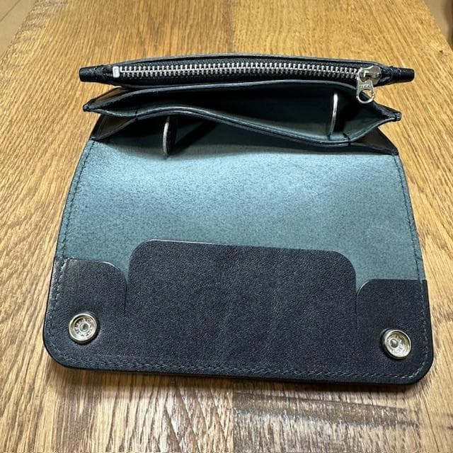 ⑤ミドルトラッカーウォレット　栃木レザーブラック　シルバー　トラッカーウォレット