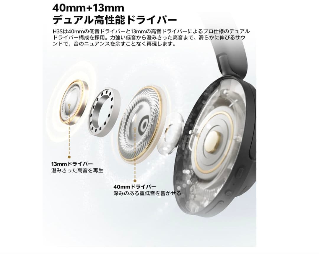 QCY H3S ヘッドホン ワイヤレスヘッドホン Bluetooth6.0