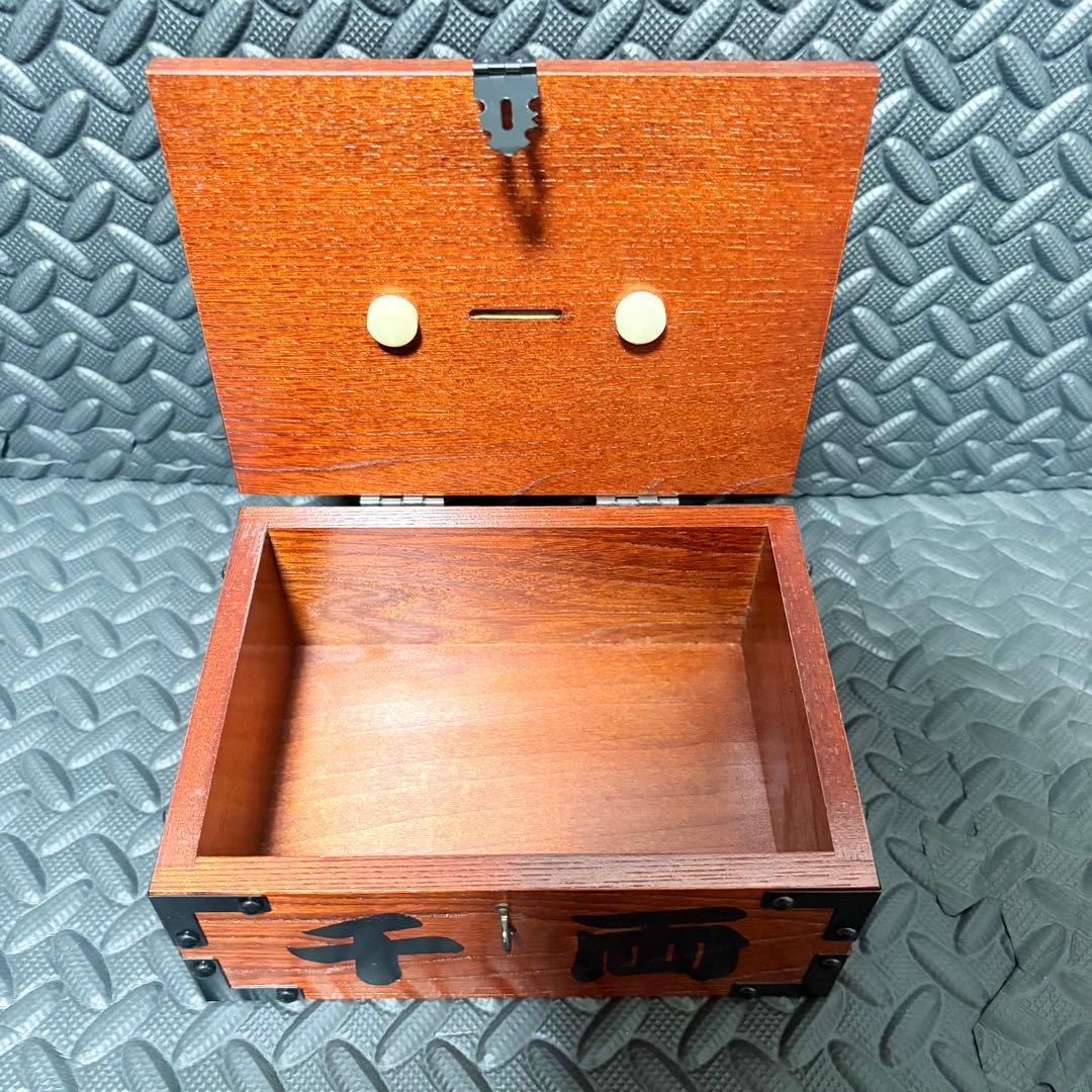 千両箱型 貯金箱 木製収納ボックス 鍵つき