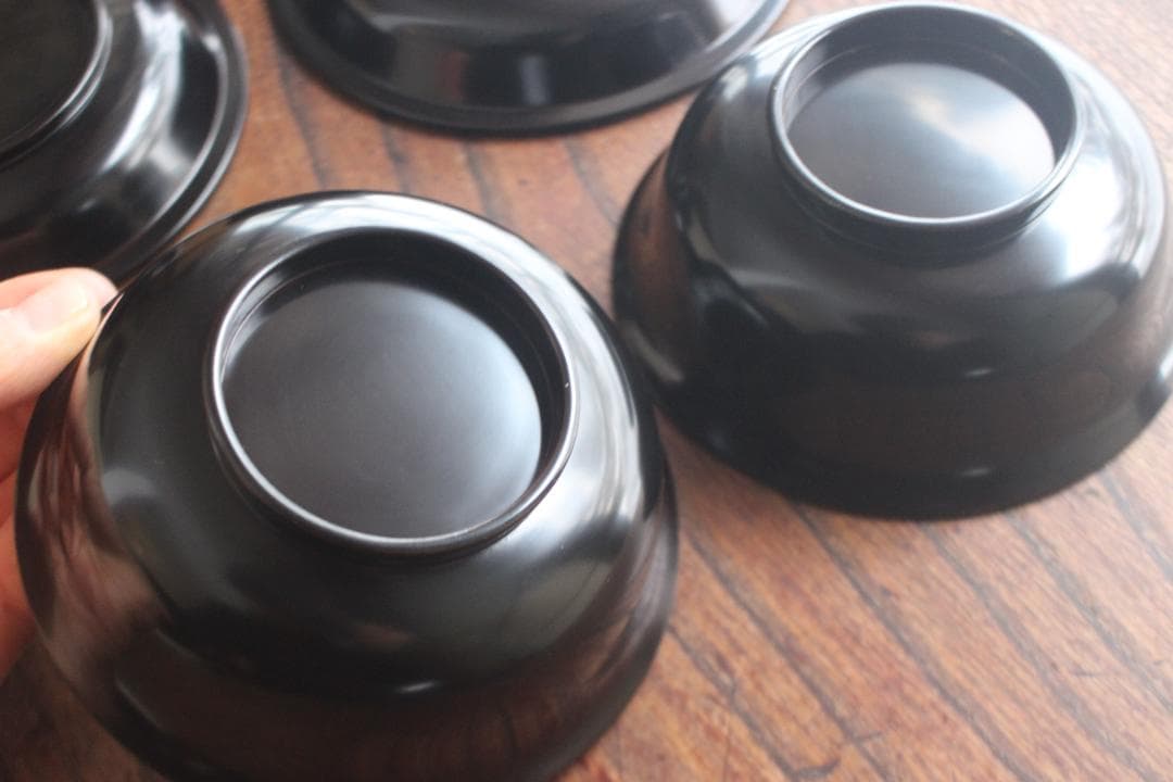 時代逸品！品のある羽反りデザインに時代黒漆の美しい蕎麦椀2点（検京塗懐石椀輪島塗