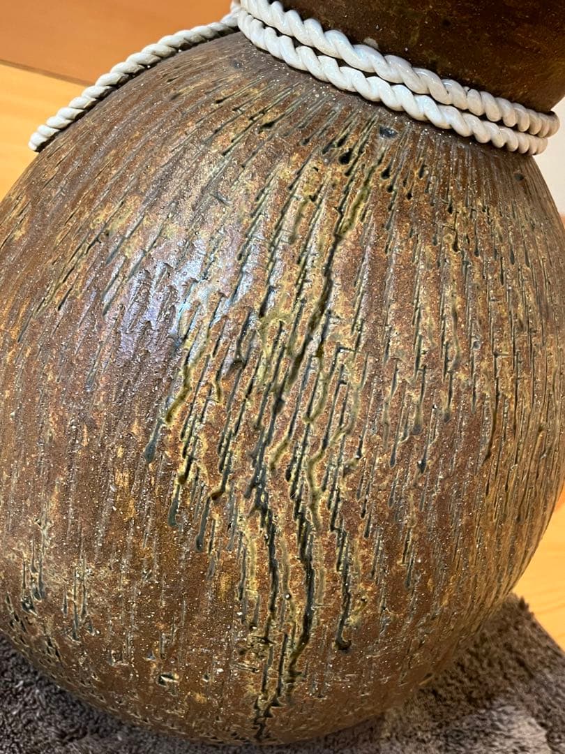 信楽焼　大福袋宝壺　伊羅保釉薬　大壺