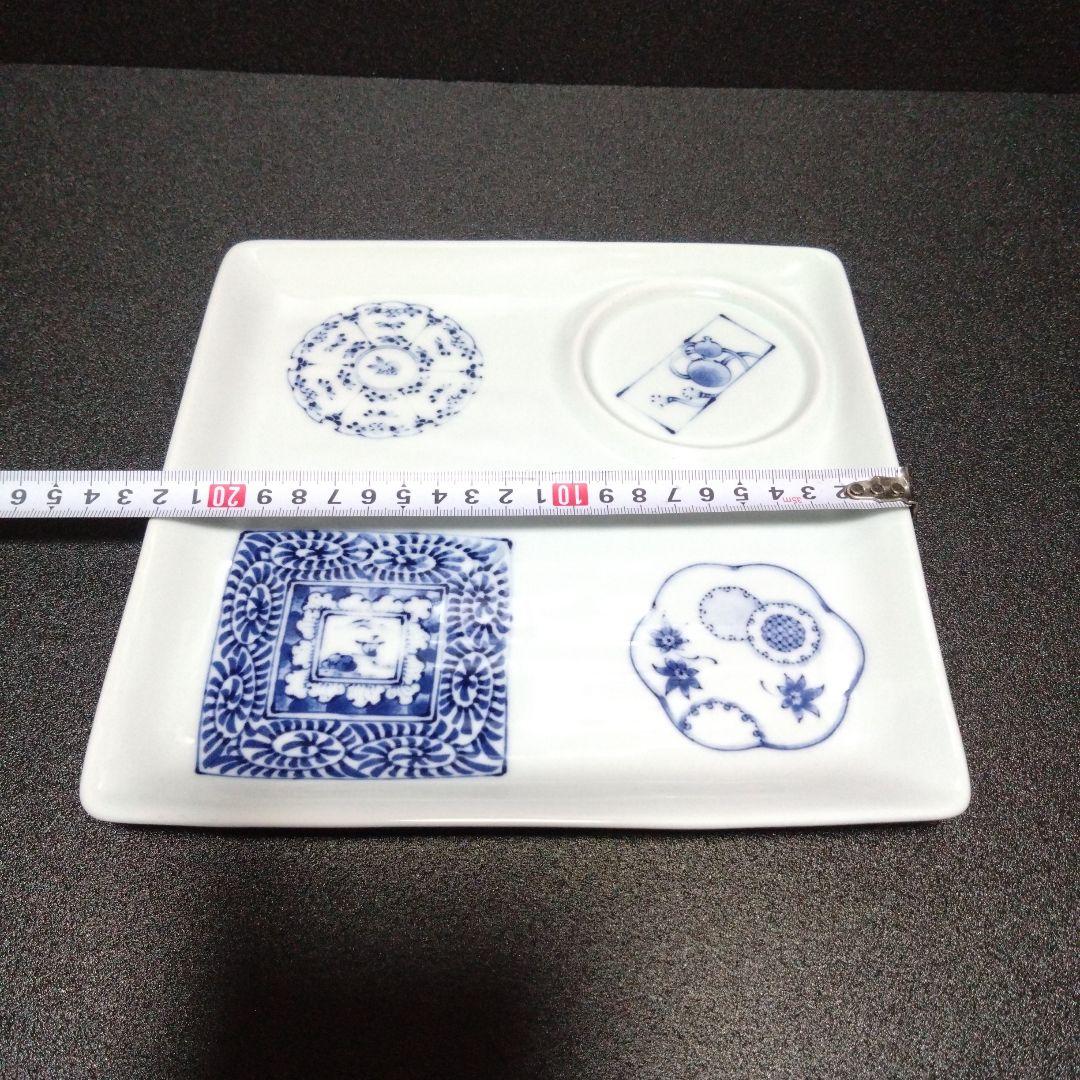 未使用 波佐見焼 古伊万里様式 古染正角プレート2枚　　テーブルコーディネート