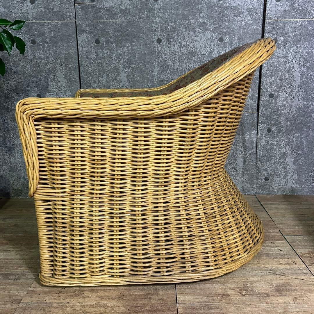 ꧁CASABLANCA カサブランカ꧂ラタン1Pアームソファ2脚 籐家具 花柄