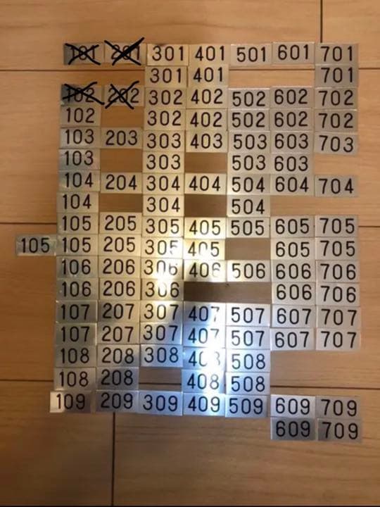 ロッカー　下駄箱　ポスト　部屋番号　プレート　銭湯