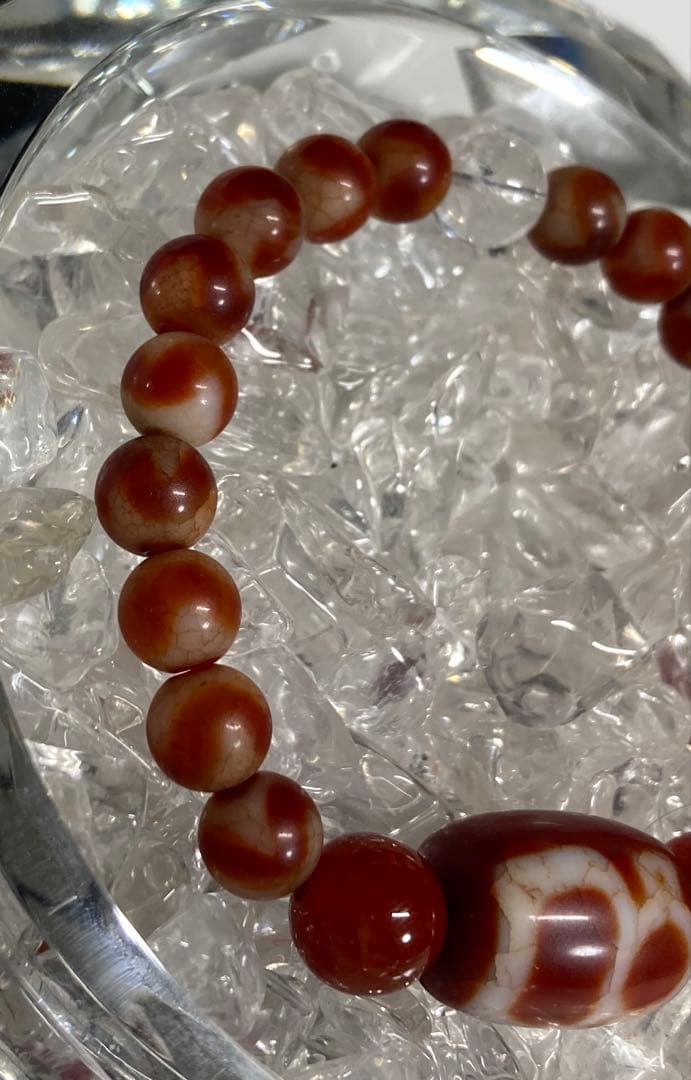 レア！　天然石　天珠　財神天珠　虎牙天珠　ブレスレット