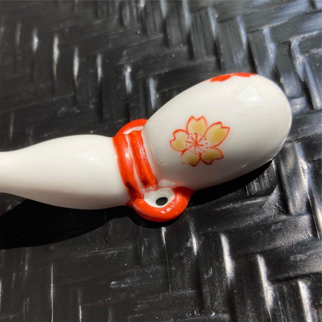 十四代 柿右衛門 錦 桜文 瓢形 箸置き　五客 共箱