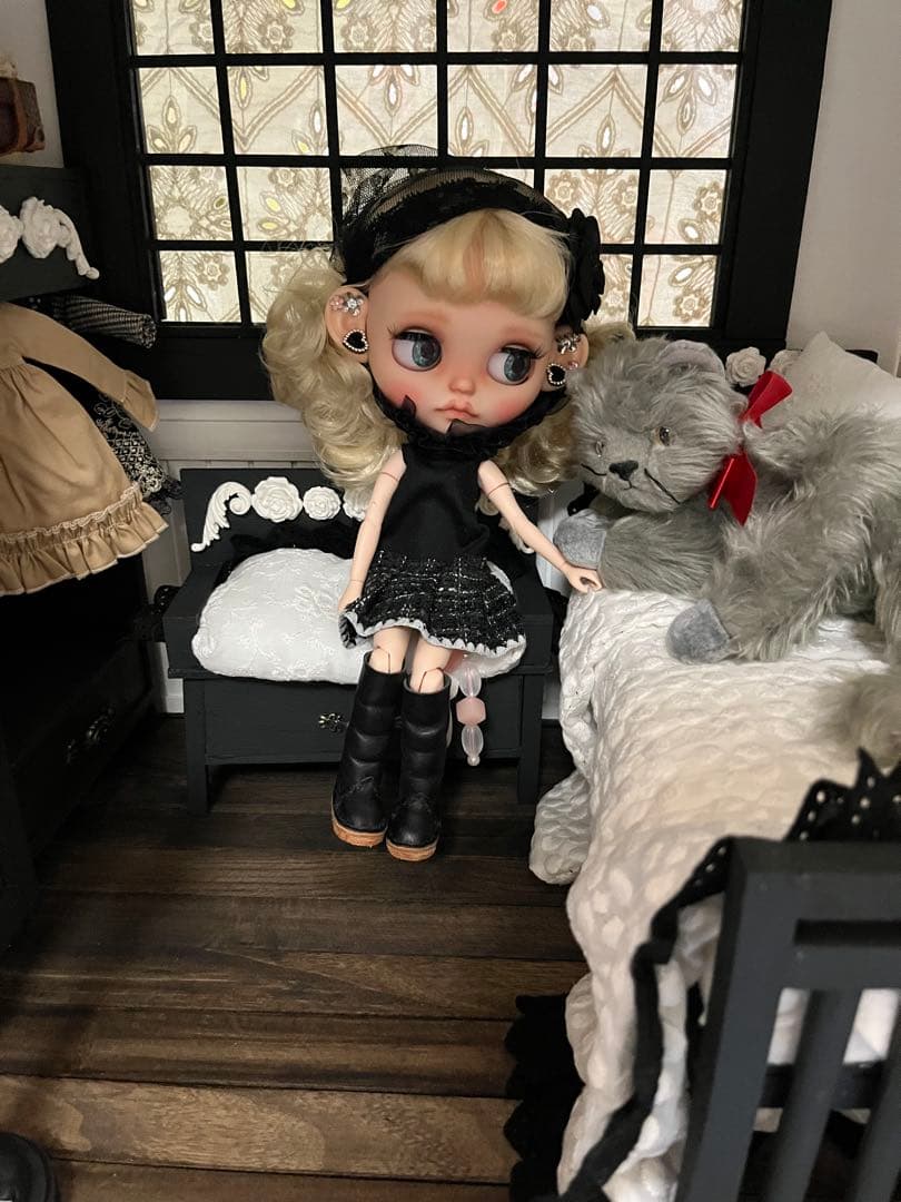 木製　ドールハウス背景ボード　ブライスハウス