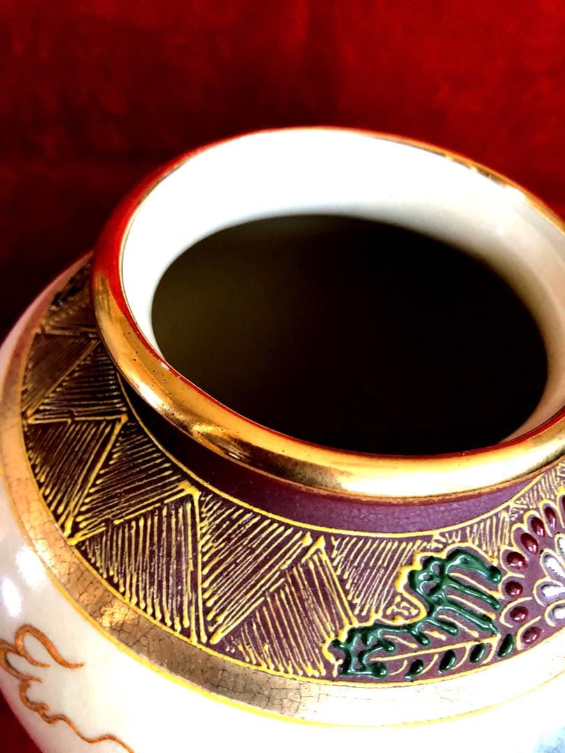干支　辰壺　盛り絵　龍　花瓶　置物　陶器　高級　骨董