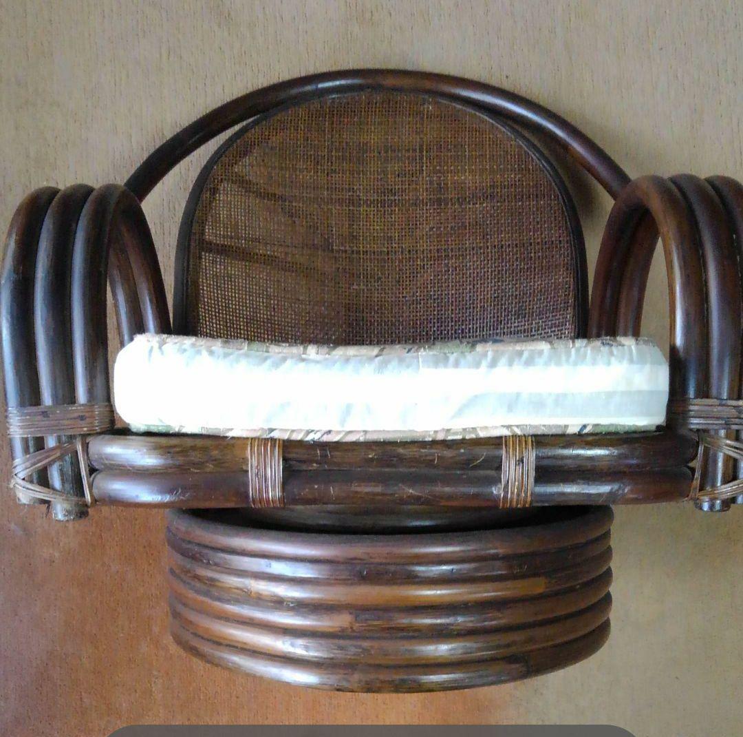 レトロ　籐製の回転式座椅子