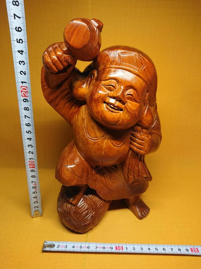 【美品】大黒様　木彫　人形　七福神　置物　インテリア　工芸品　美術品　A1090