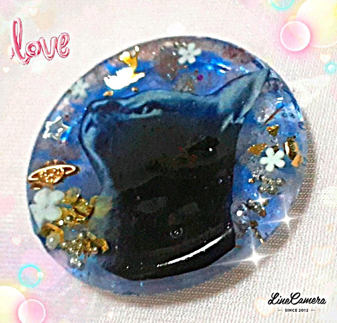 555なーたん様♡オルゴナイト天然石　夜空を眺めるキュートな黒猫ちゃんヘアゴム