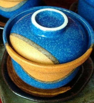 ⬛多目的コバルトブルー青御影風 蓋付皿⬛ウェーブ・黒備前茶刷毛三角皿⬛３組６皿